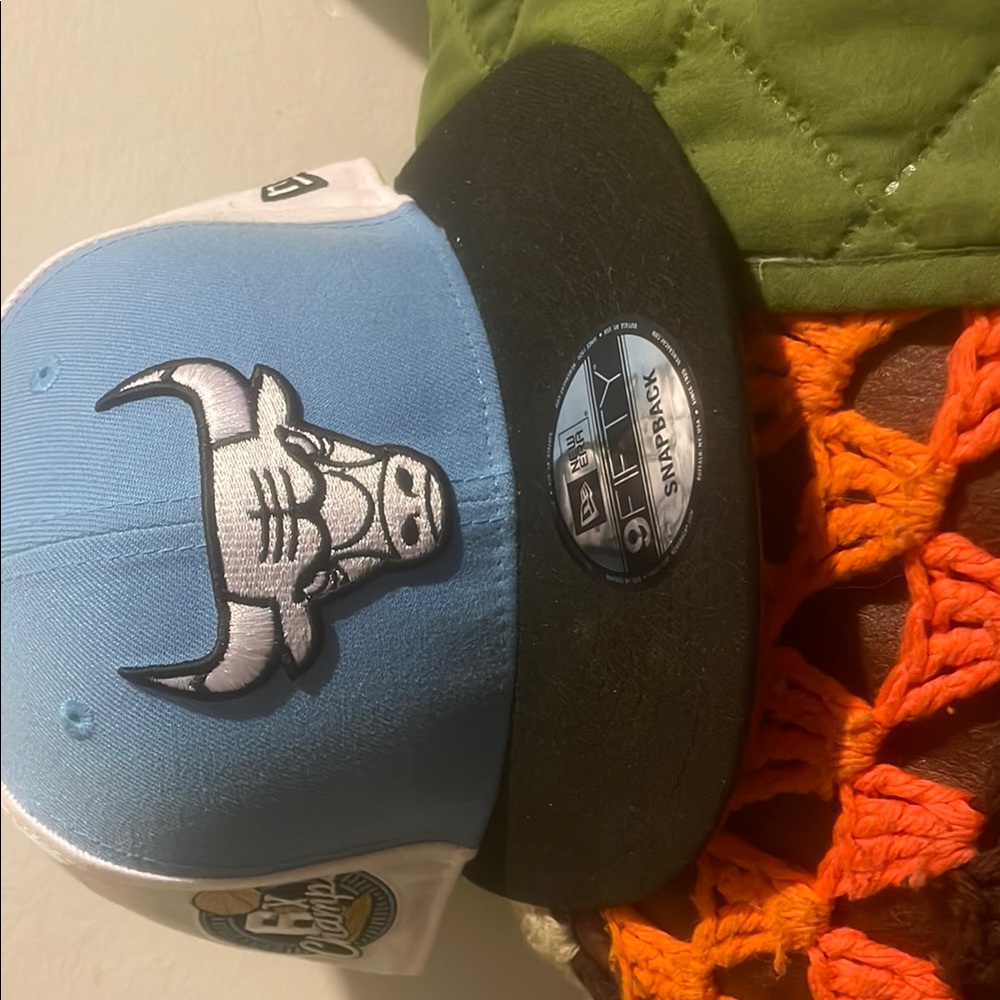 Blue and Black Snapback Cap with Bull Logo